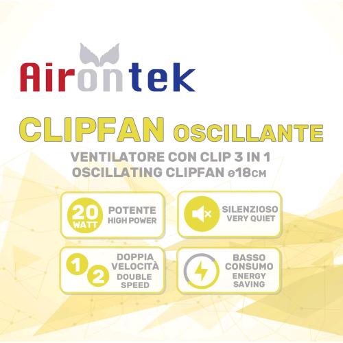 CLIP FAN OSCILLANTE- 20 W- AIRONTEK - immagine 3