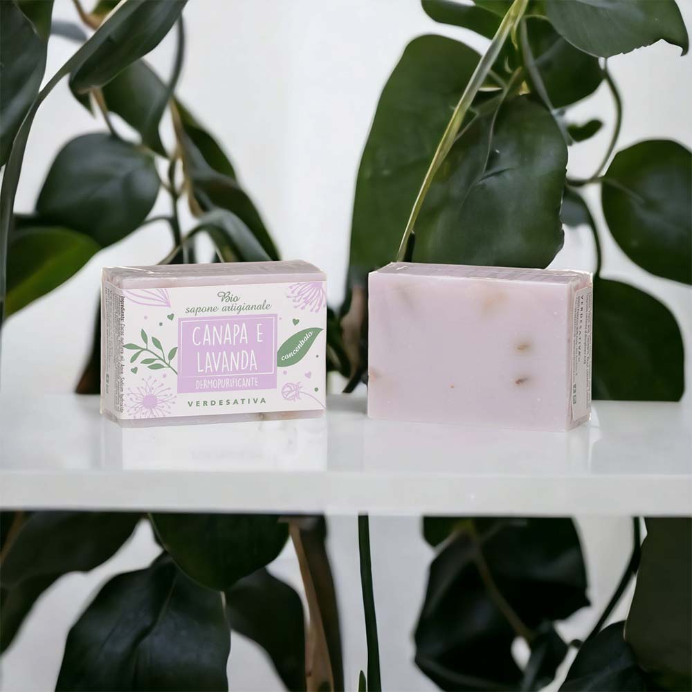 SAPONE CANAPA E LAVANDA 100 G- VERDESATIVA - immagine 2